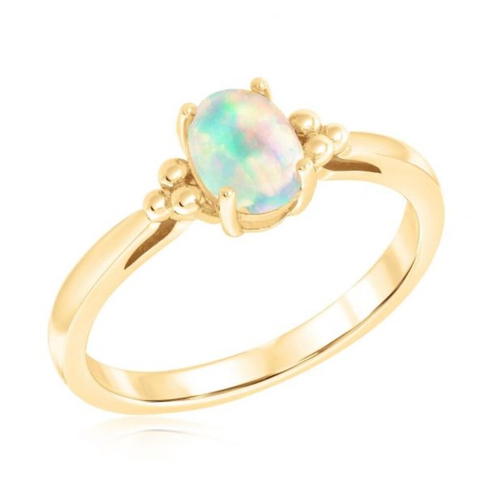 14 k yellow gold opal ring set